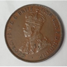 AUSTRALIA 1936 . HALF  1/2 PENNY . VARIETY . BROKEN N IN OMN